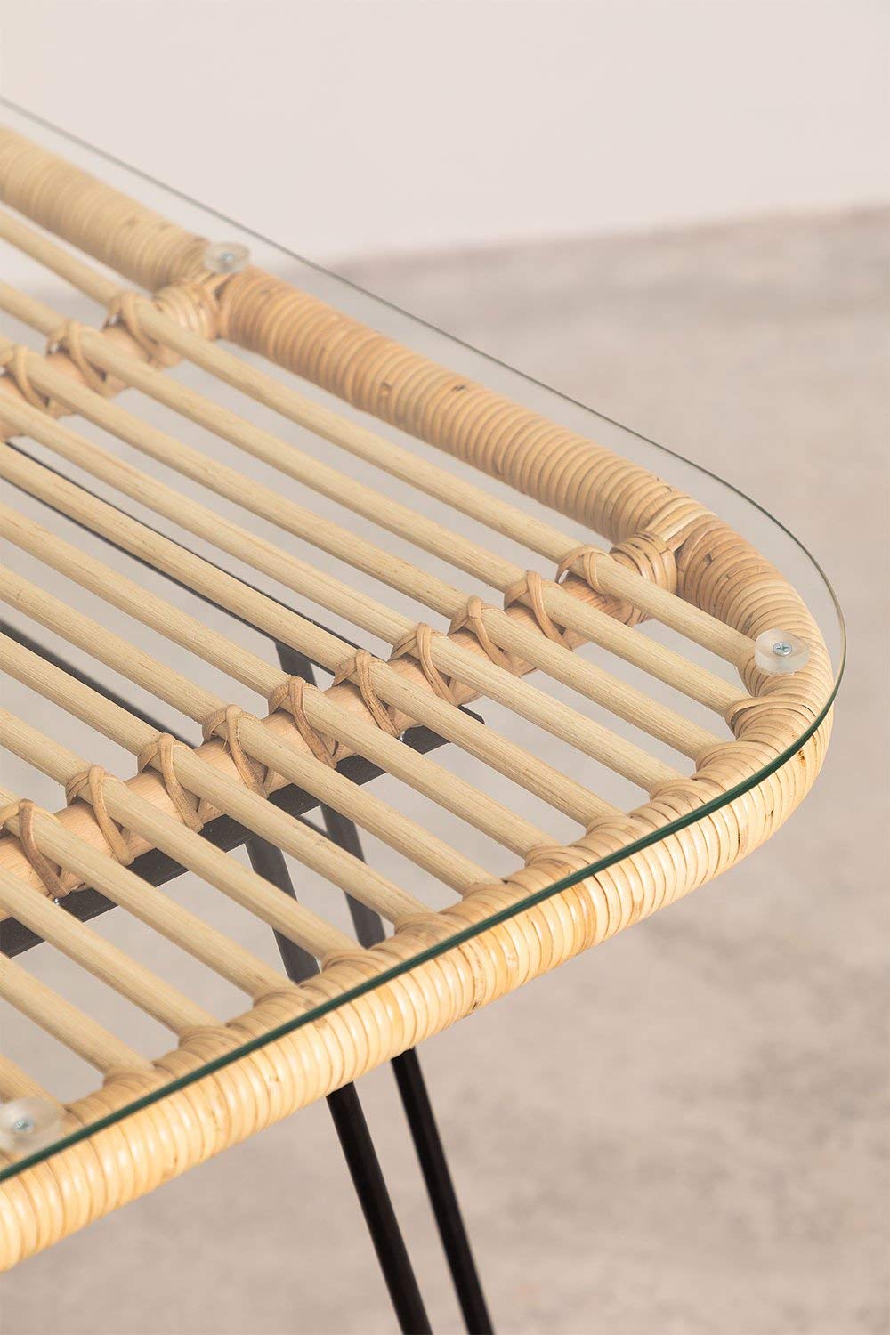 Sklum Zenta Tavolo Pranzo Quadrato 80x80 Rattan Marrone