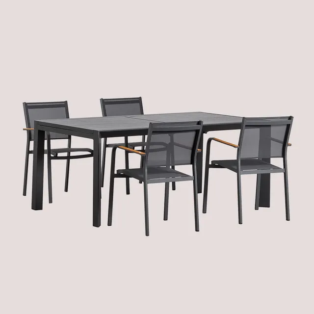 Sklum Starmi 180-240 set tavolo e 4 sedie giardino alluminio