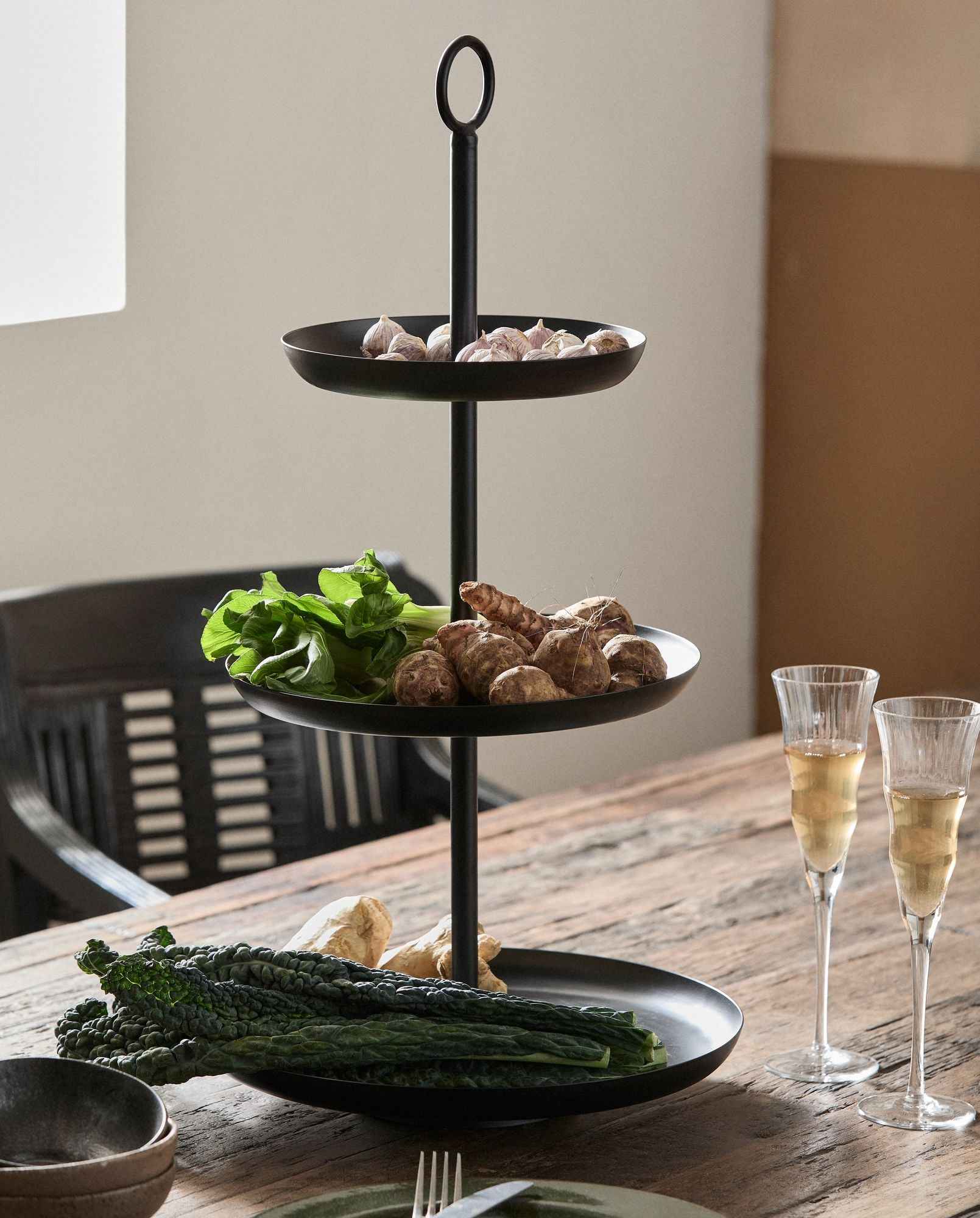 Bambua Assam Etagere L alzata metallo nero
