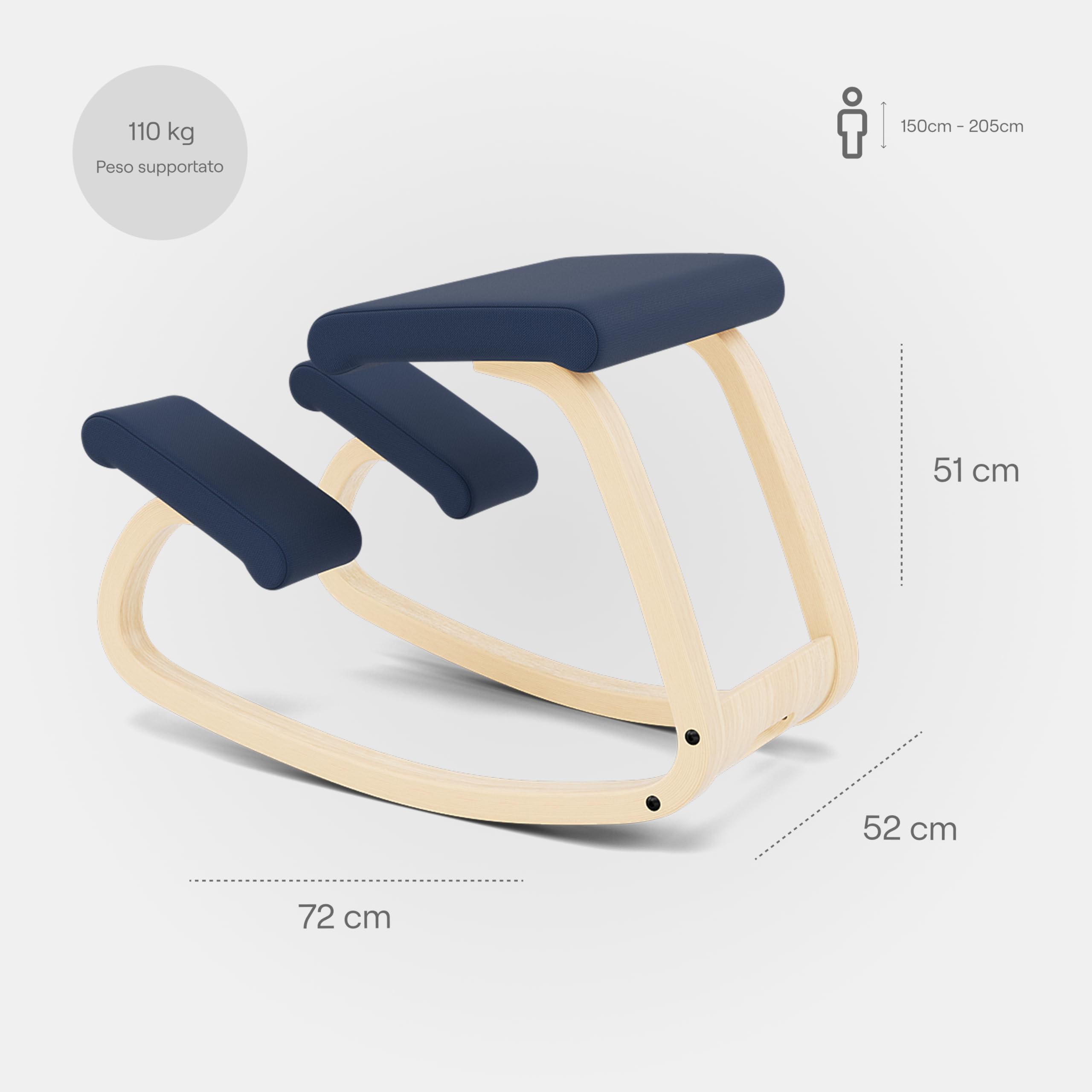 Varier Variable sedia ergonomica naturale blu a dondolo