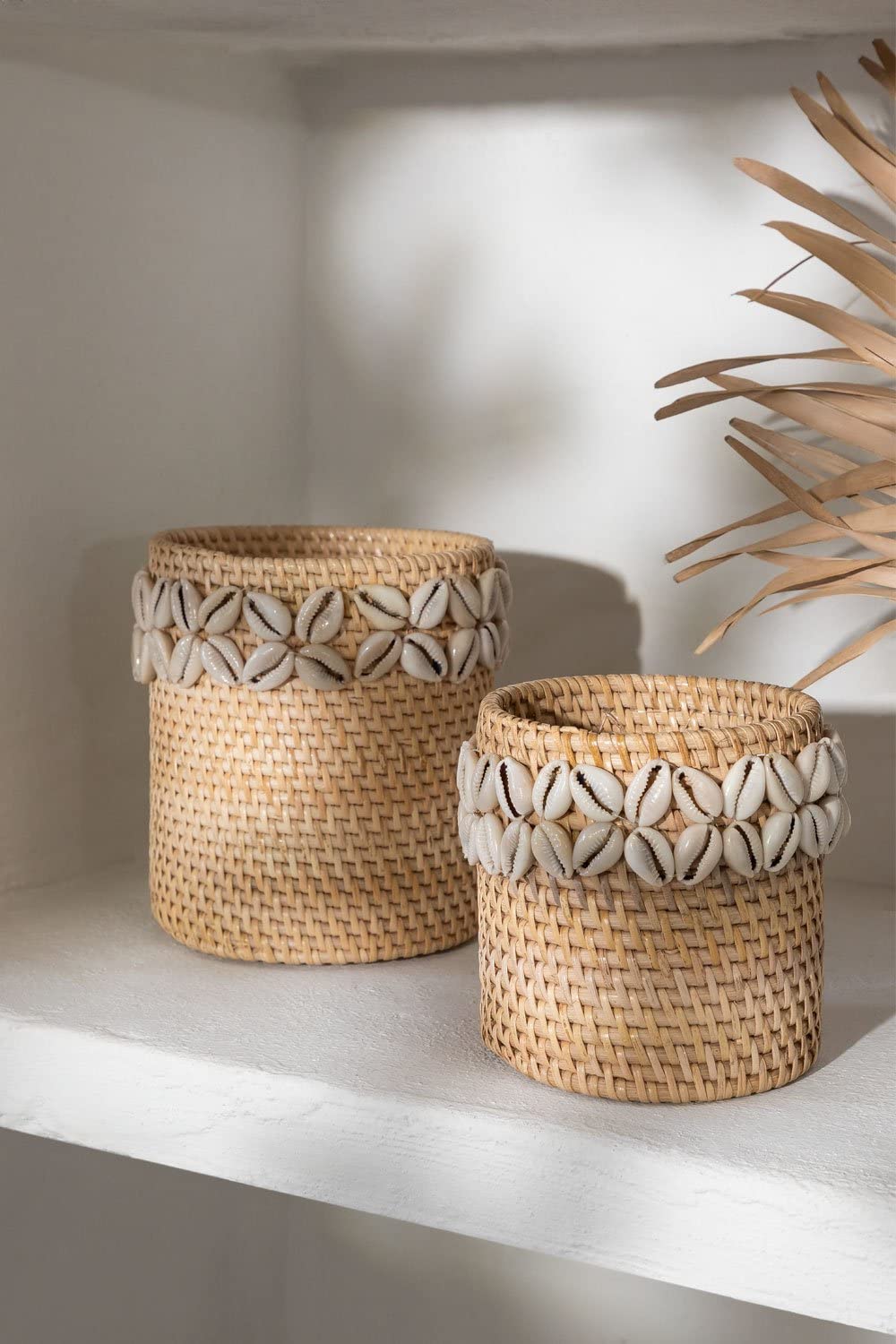 Sklum Ytilus set 2 cestini rattan naturale conchiglie