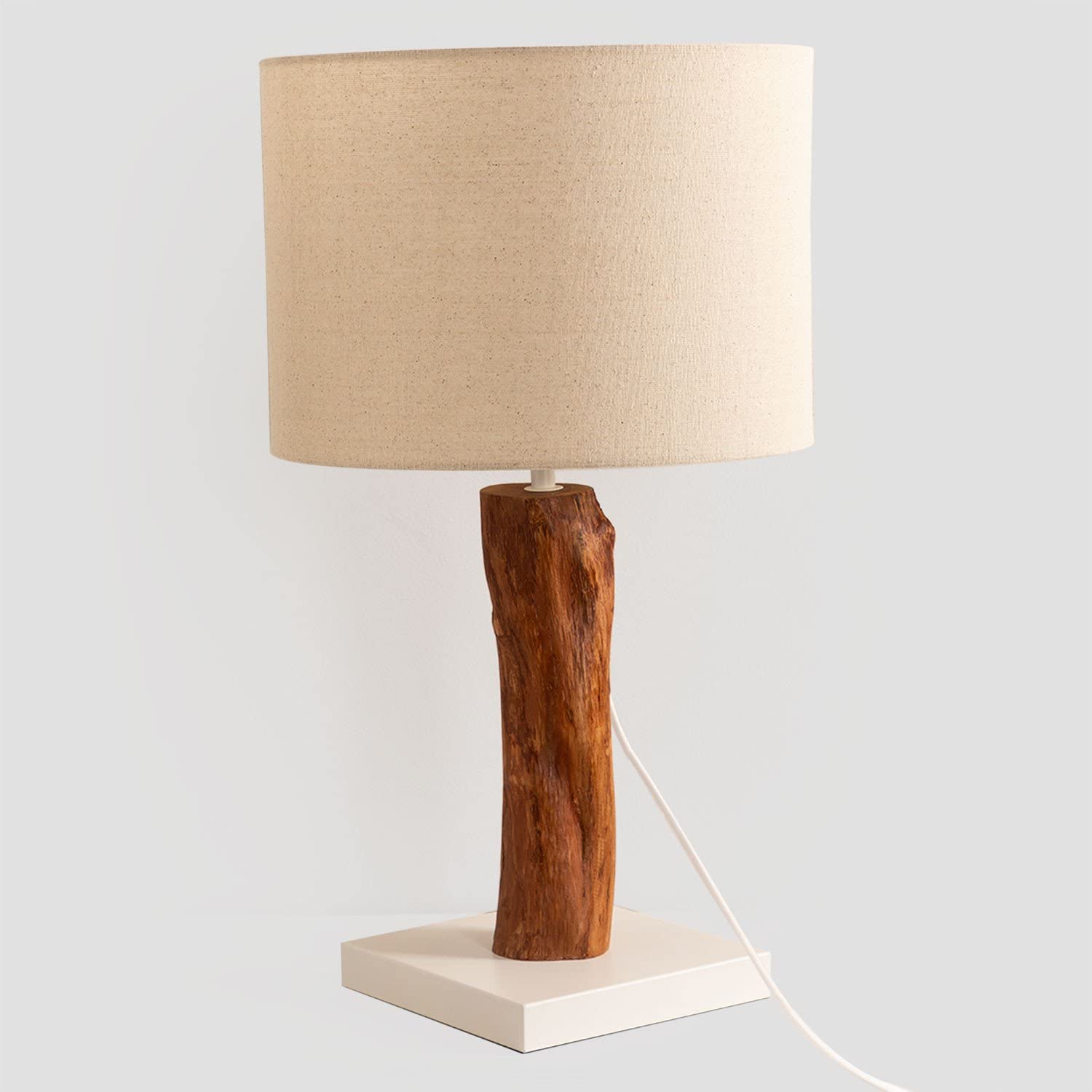 Sklum Lobra Lampada da Tavolo Bianca 61 cm in Legno