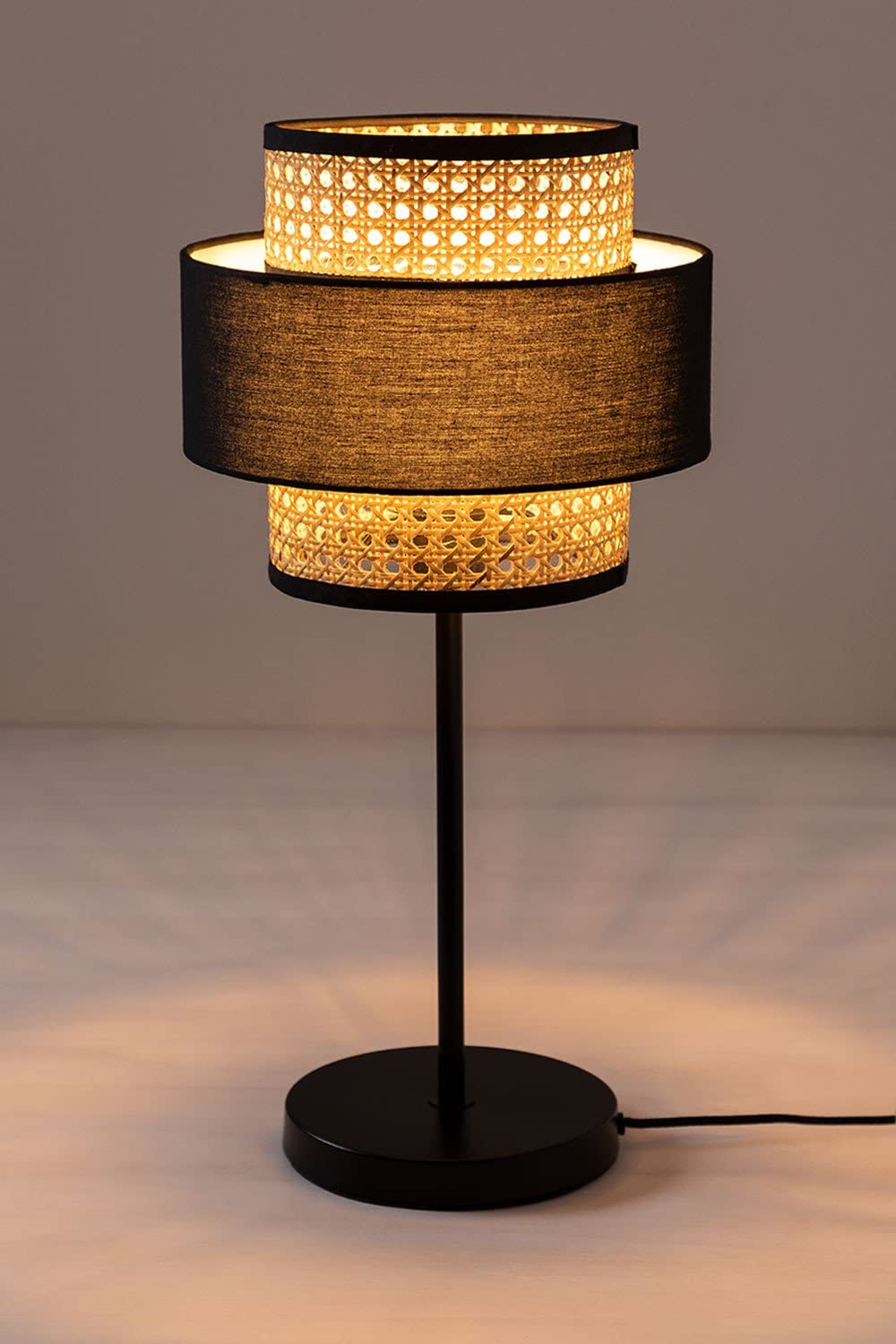 Sklum Satu lampada da tavolo rattan nero Ø26,5 cm