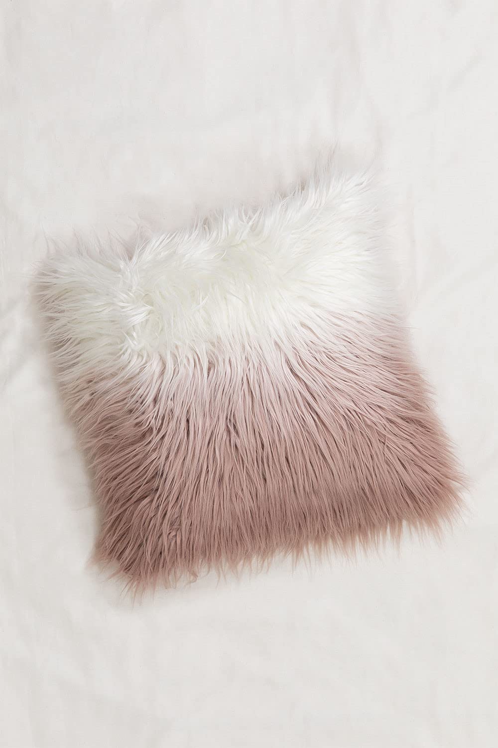 Sklum Friser cuscino quadrato 45x45 rosa nocciola pelo lungo