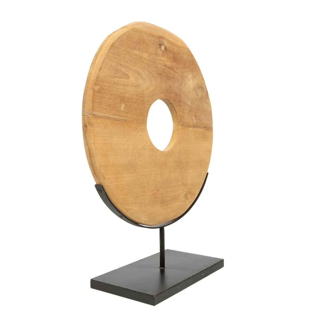 Bambua Teak Disc on Stand scultura legno L