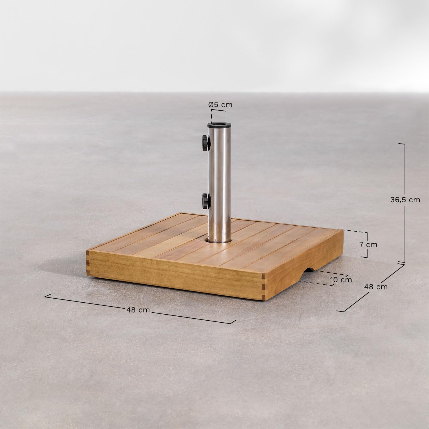Sklum Canco Base Ombrellone Quadrata 48x48 cm in Legno