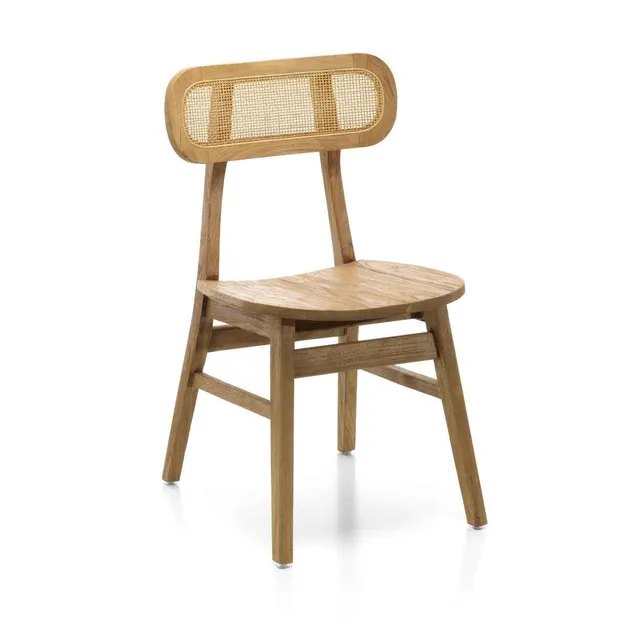 Bambua Nova sedia legno teak con schienale rattan