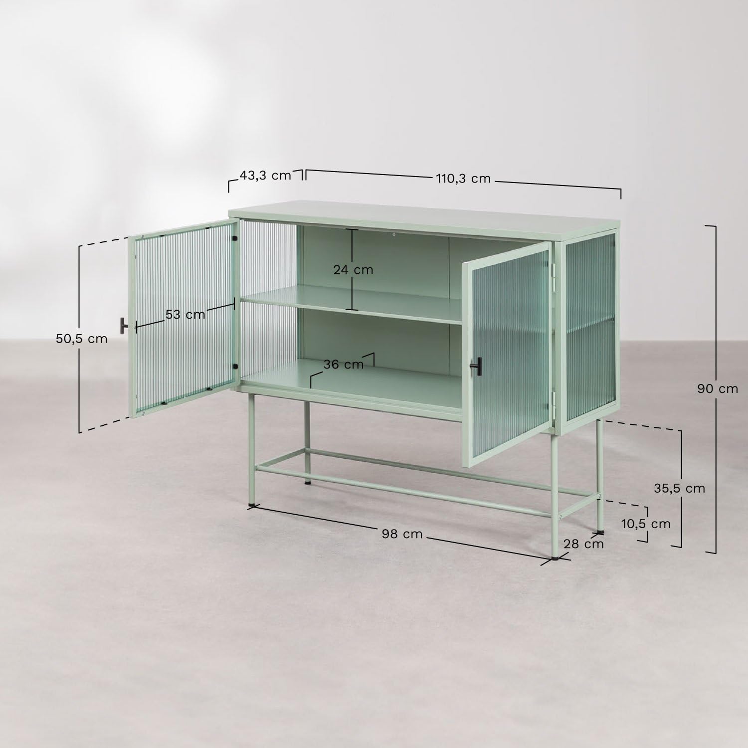 Sklum Verticale madia metallo vetro nera 110 cm