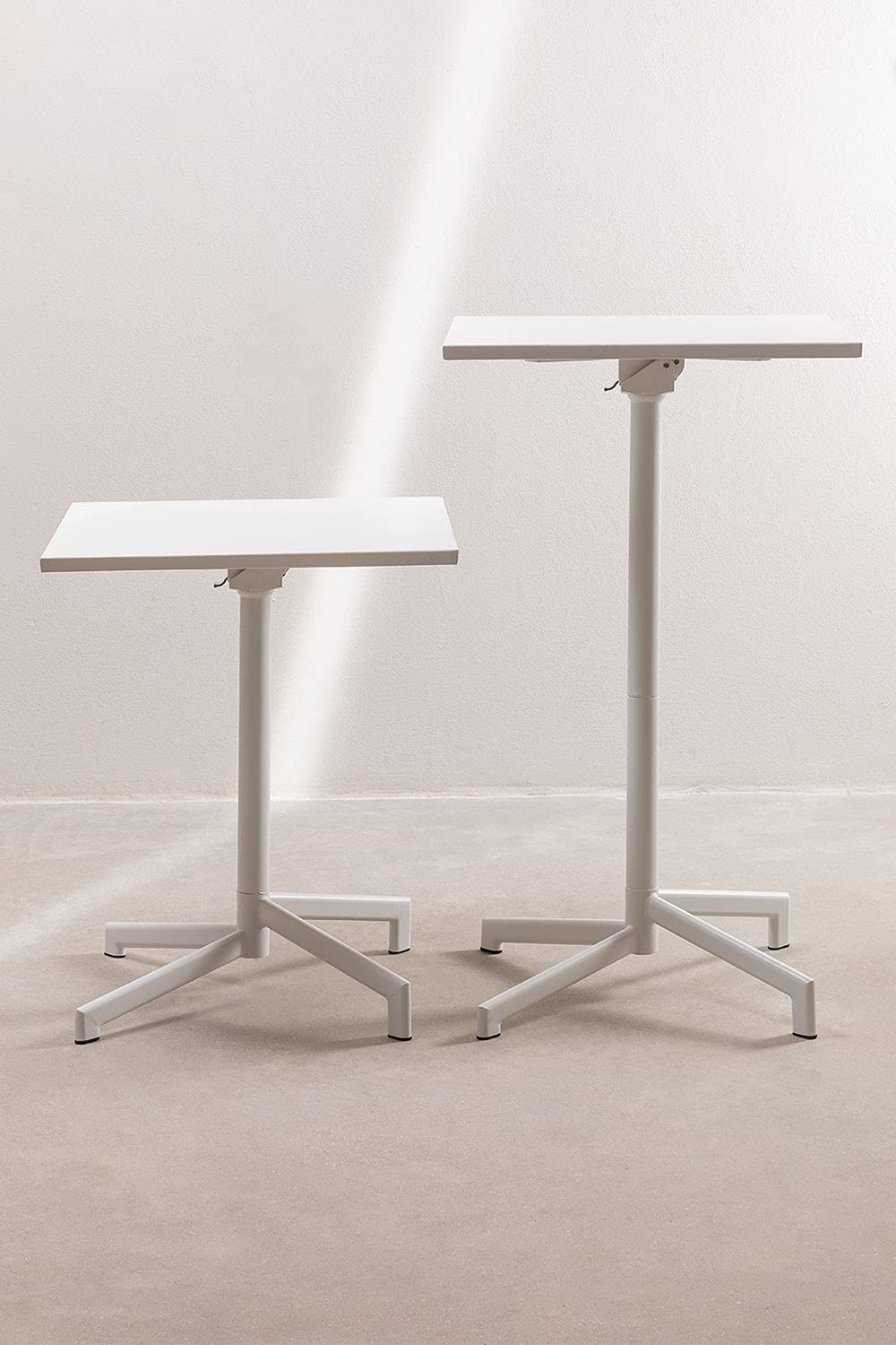 Sklum Dely Tavolo Bar Pieghevole 60x60 cm Bianco in Acciaio