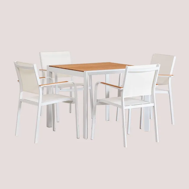 Sklum Classic Archer 90x90 set tavolo sedie giardino 4 sedie legno