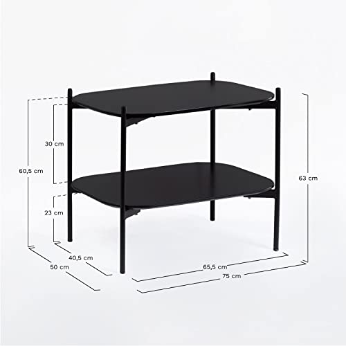 Sklum Andy Tavolo Nero 75x50 cm MDF e Acciaio