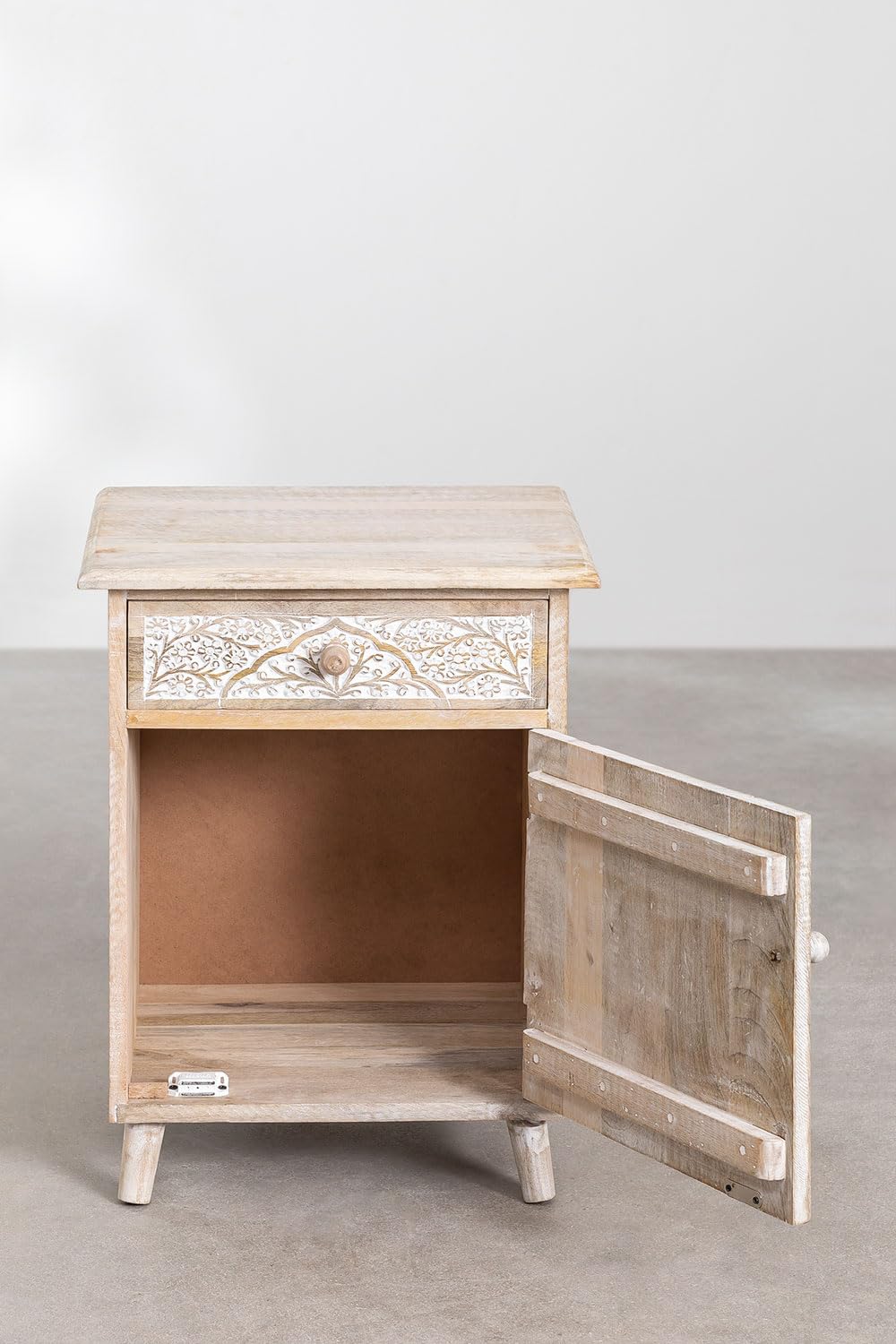 Sklum Bunbur comodino legno mango intagliato 59 cm