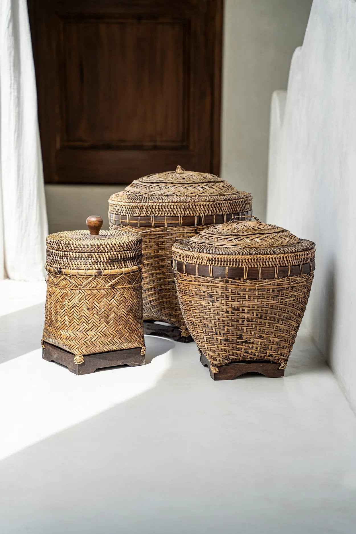 Bambua Colonial cesto rattan marrone naturale M