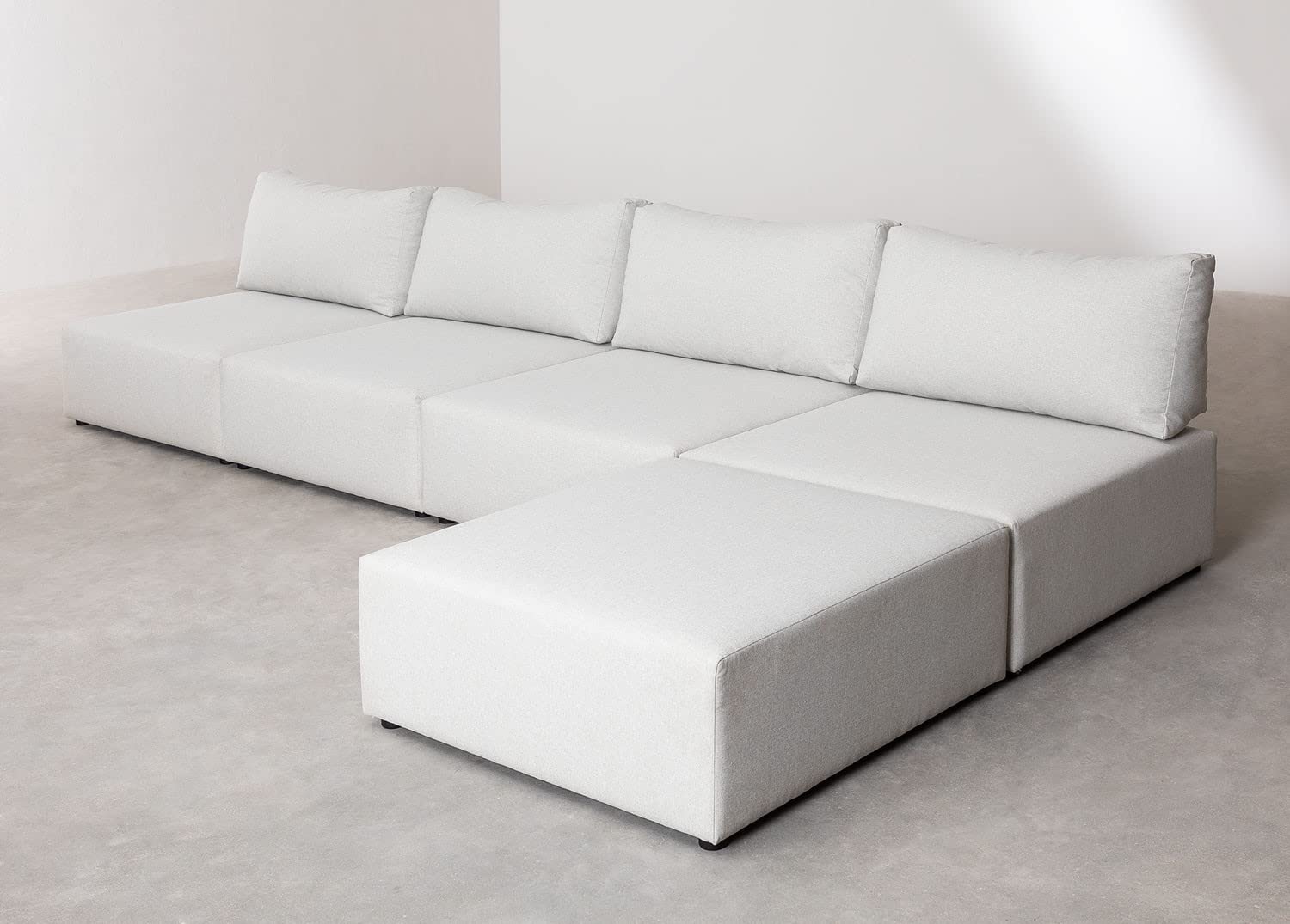 Sklum Kata Divano Componibile 4 Pezzi con Pouf in Tessuto