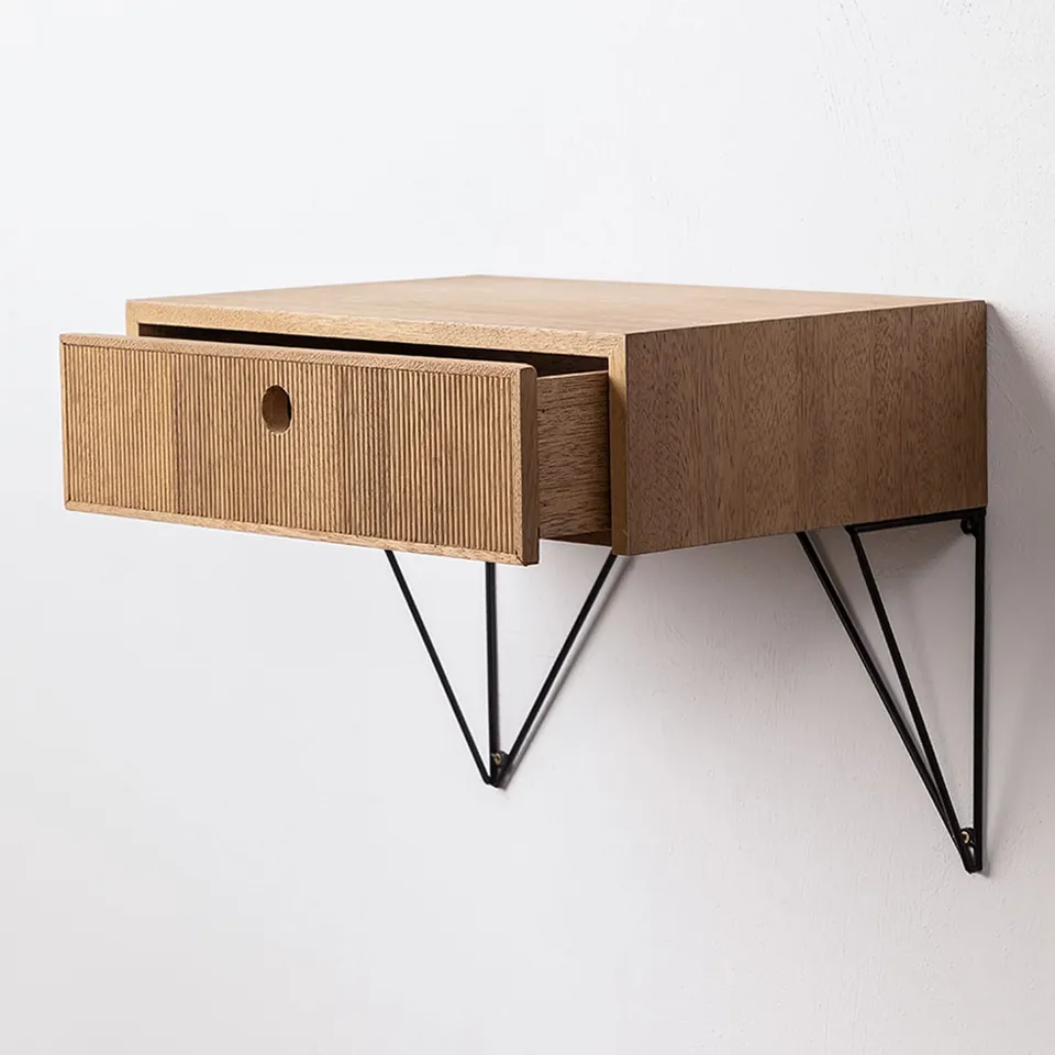 Sklum Glai comodino sospeso legno naturale con cassetto