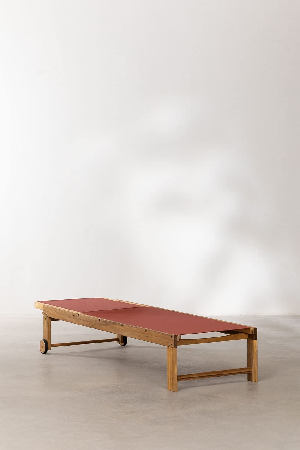Sklum Valerys Lettino Reclinabile Legno Tetto Rosso con Ruote
