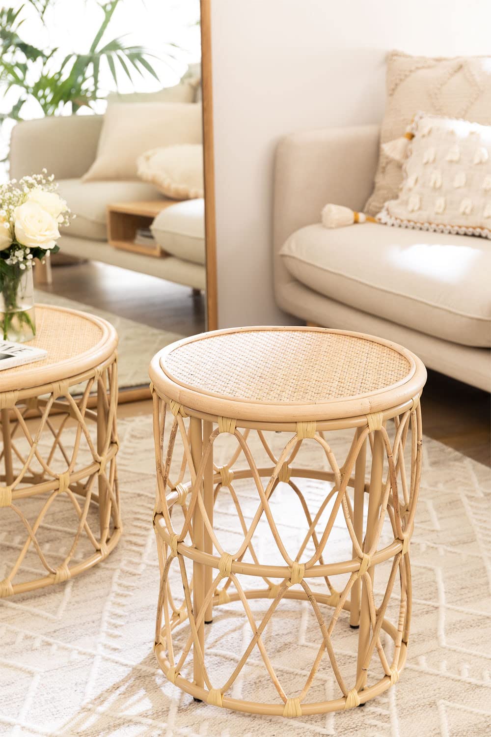 Sklum Zan tavolino rotondo rattan Ø40 cm naturale