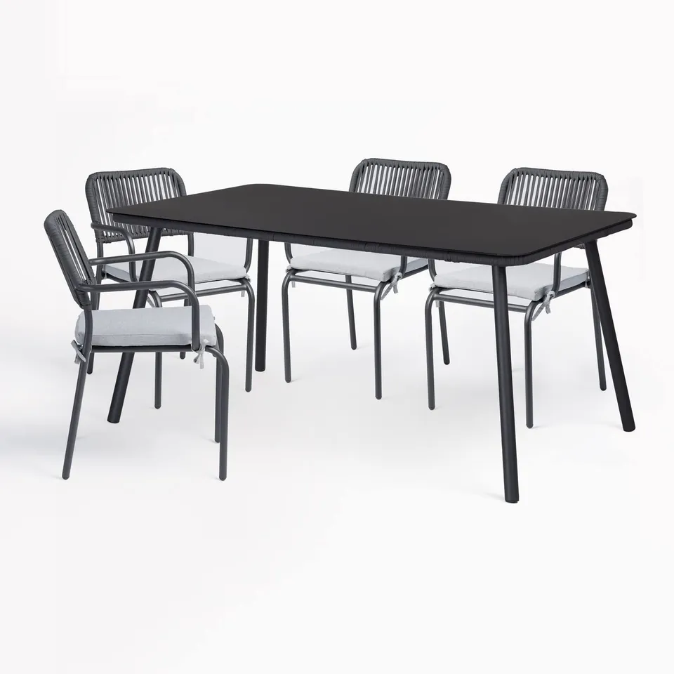 Sklum Arhiza Style set giardino 5 pezzi grigio scuro vetro