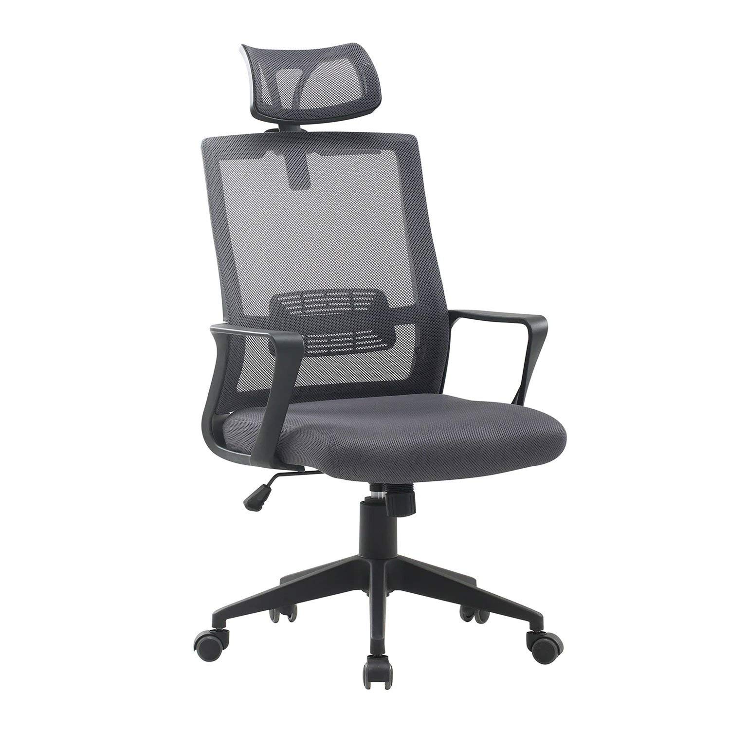 Sklum Teill Black Sedia Ufficio con Ruote Poggiatesta