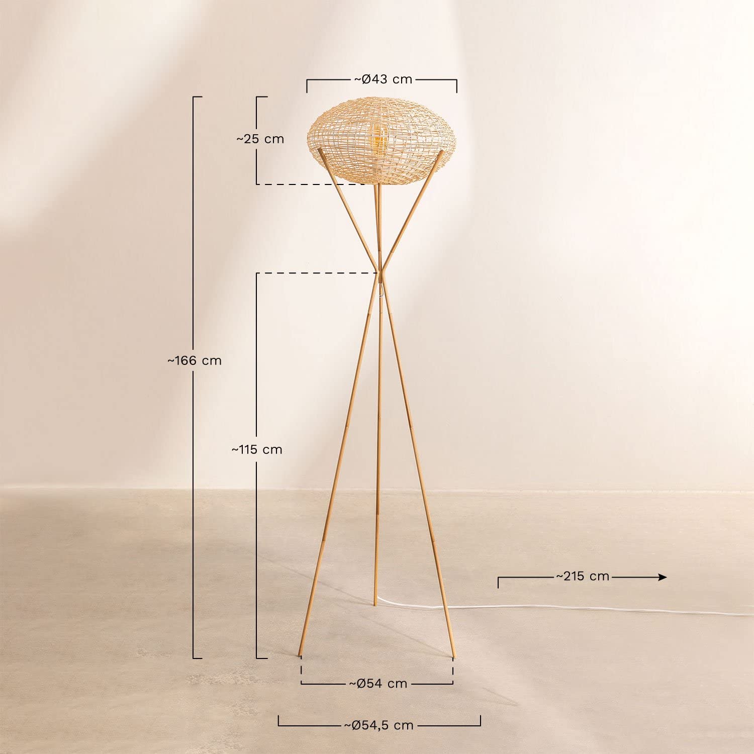 Sklum Xauron Lampada da Terra Rattan Naturale
