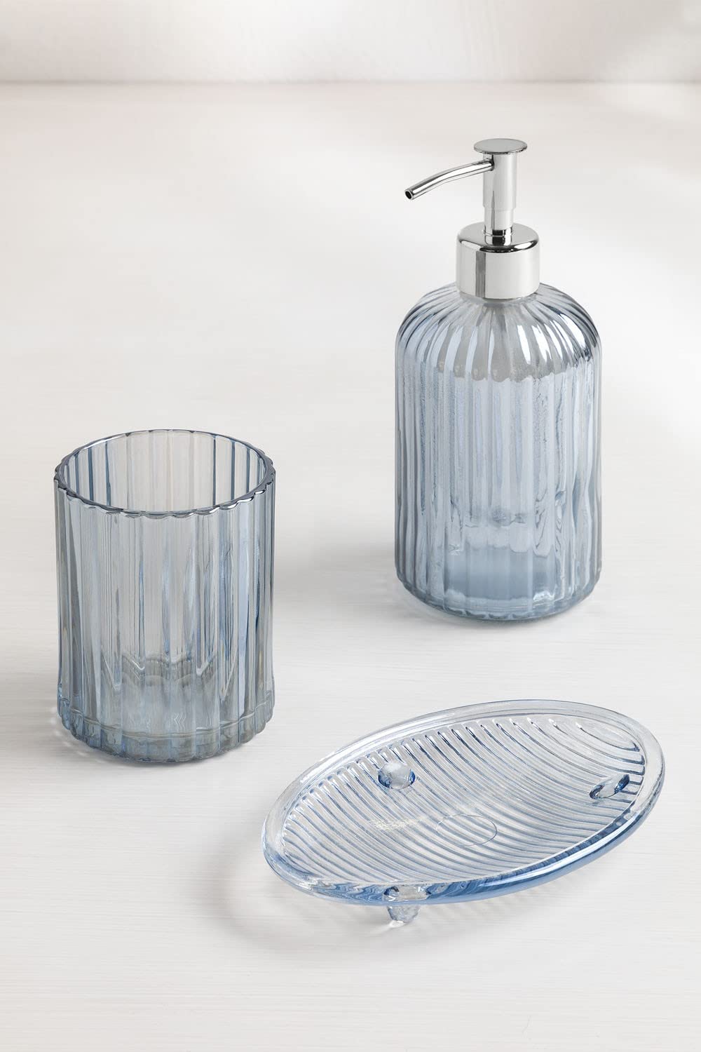 Sklum Ulus set bagno vetro 3 pezzi acciaio inox