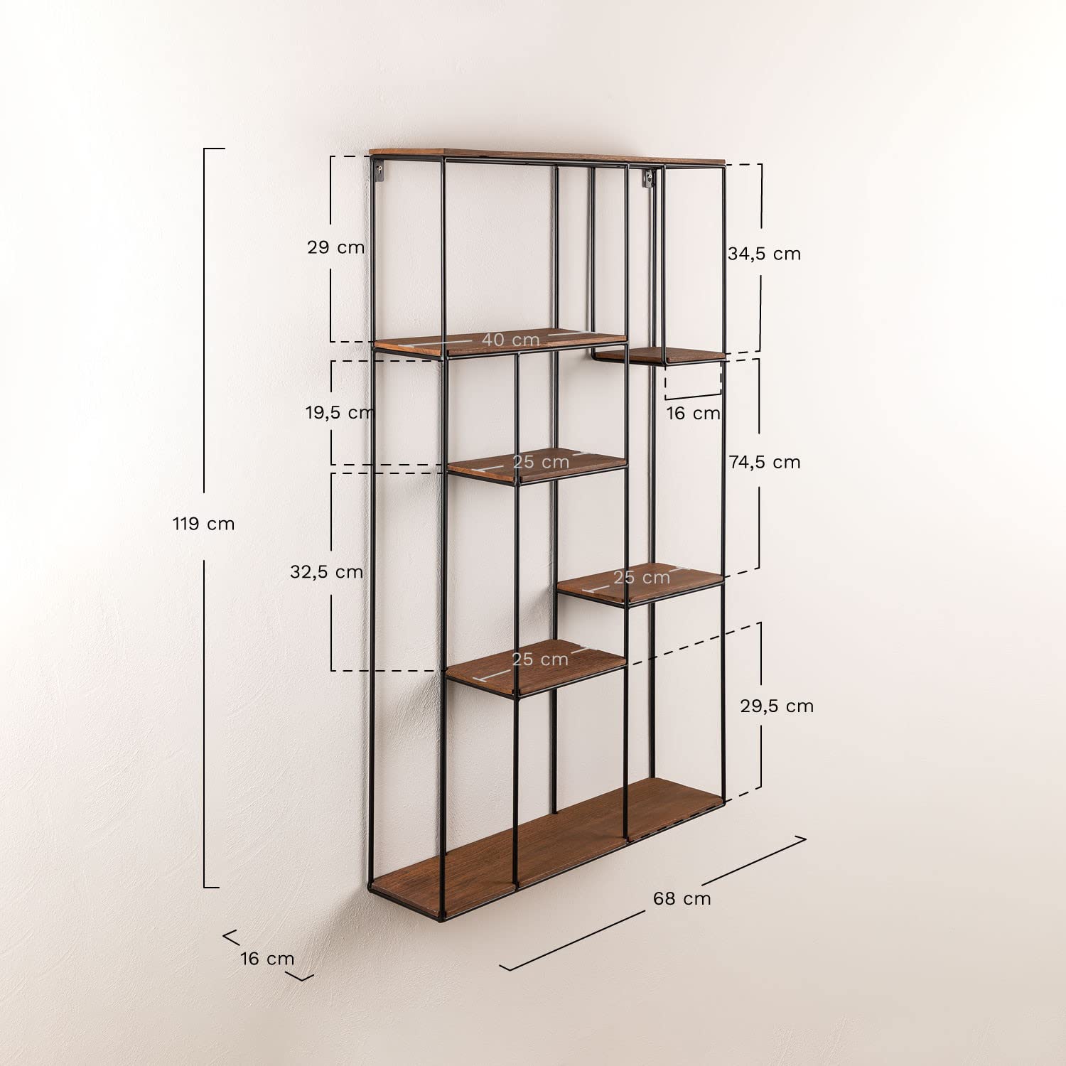 Sklum Anslo scaffale da parete legno acciaio 119 cm