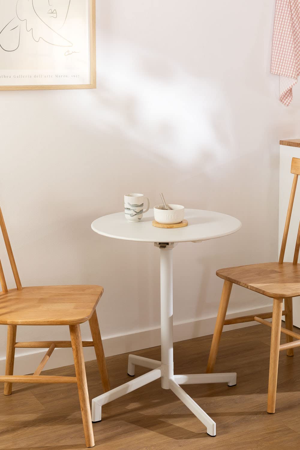Sklum Dely tavolo bar pieghevole acciaio bianco Ø59,5 cm