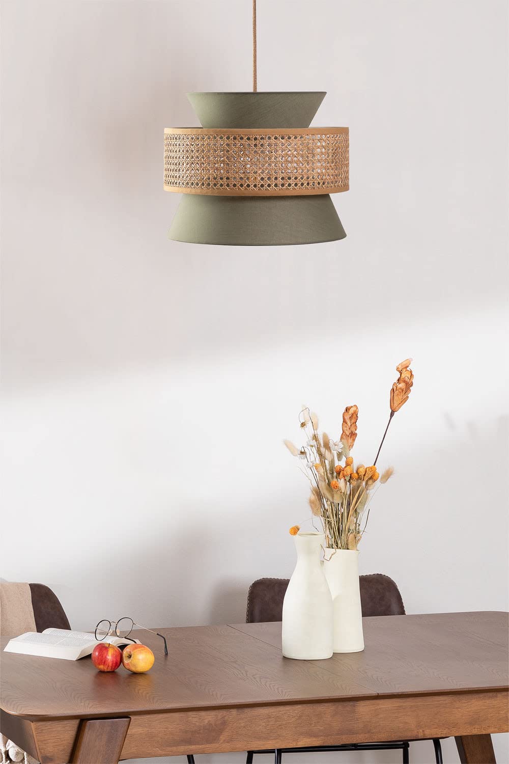 Sklum Yereh lampadario rattan verde kaki Ø40 cm