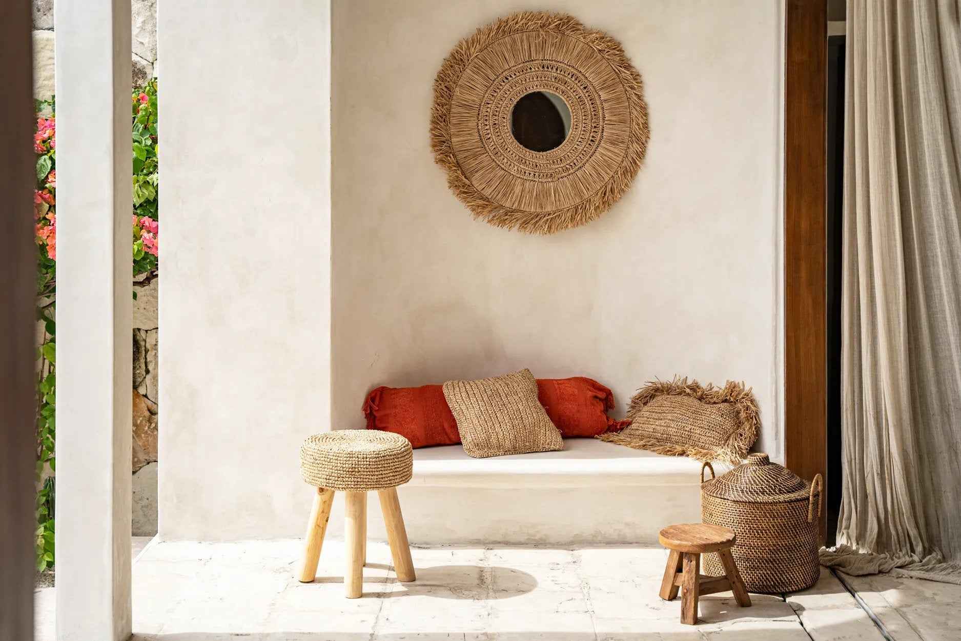 Bambua Colonial Handles cesto rattan naturale marrone