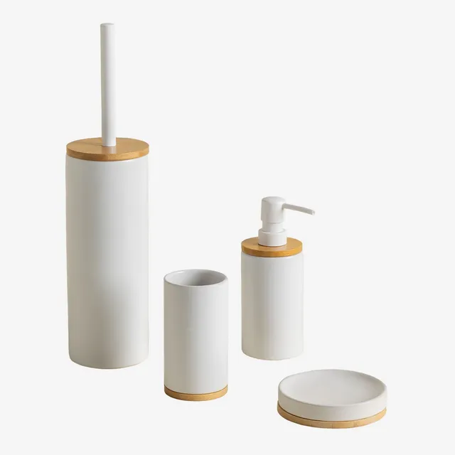 Sklum Elvan set bagno ceramica e bambù 4 pezzi