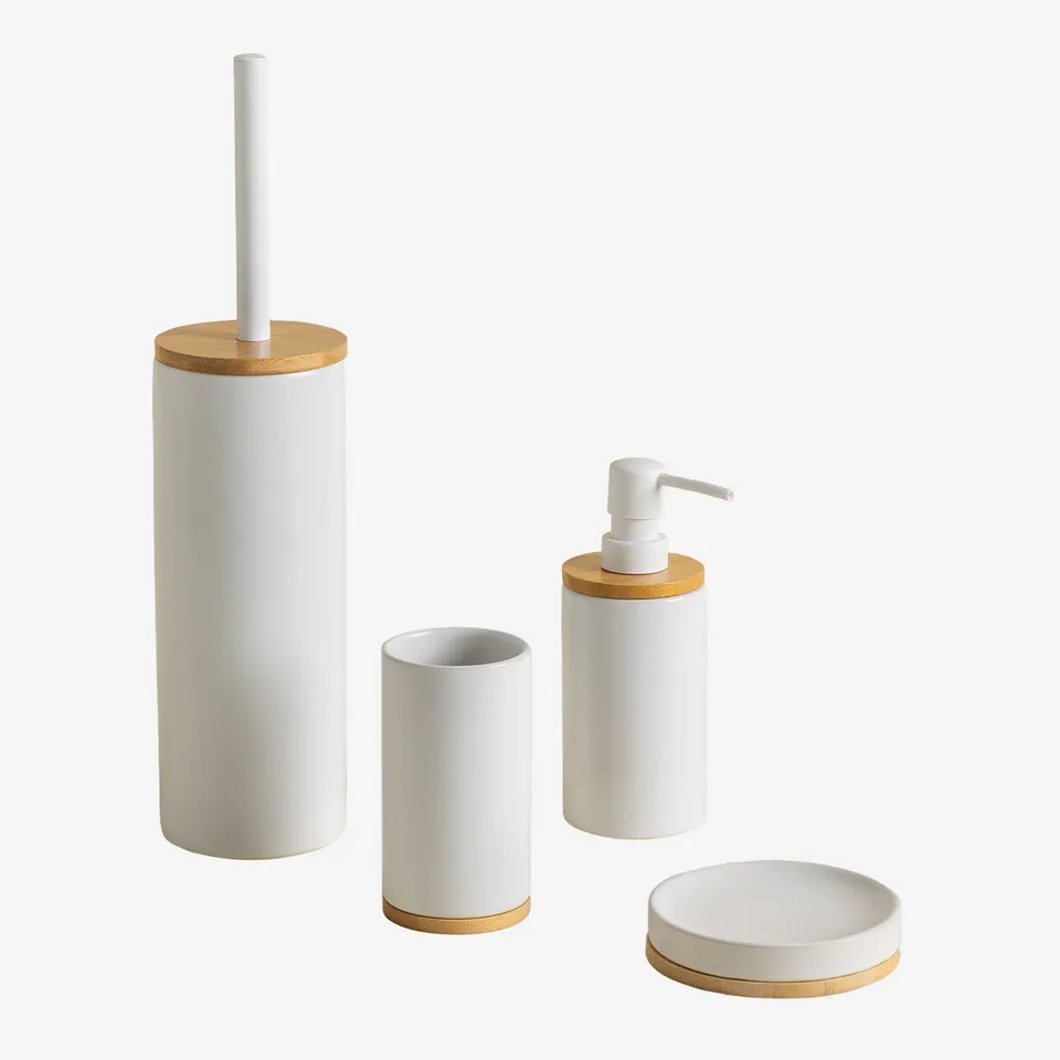 Sklum Elvan set bagno ceramica e bambù 4 pezzi