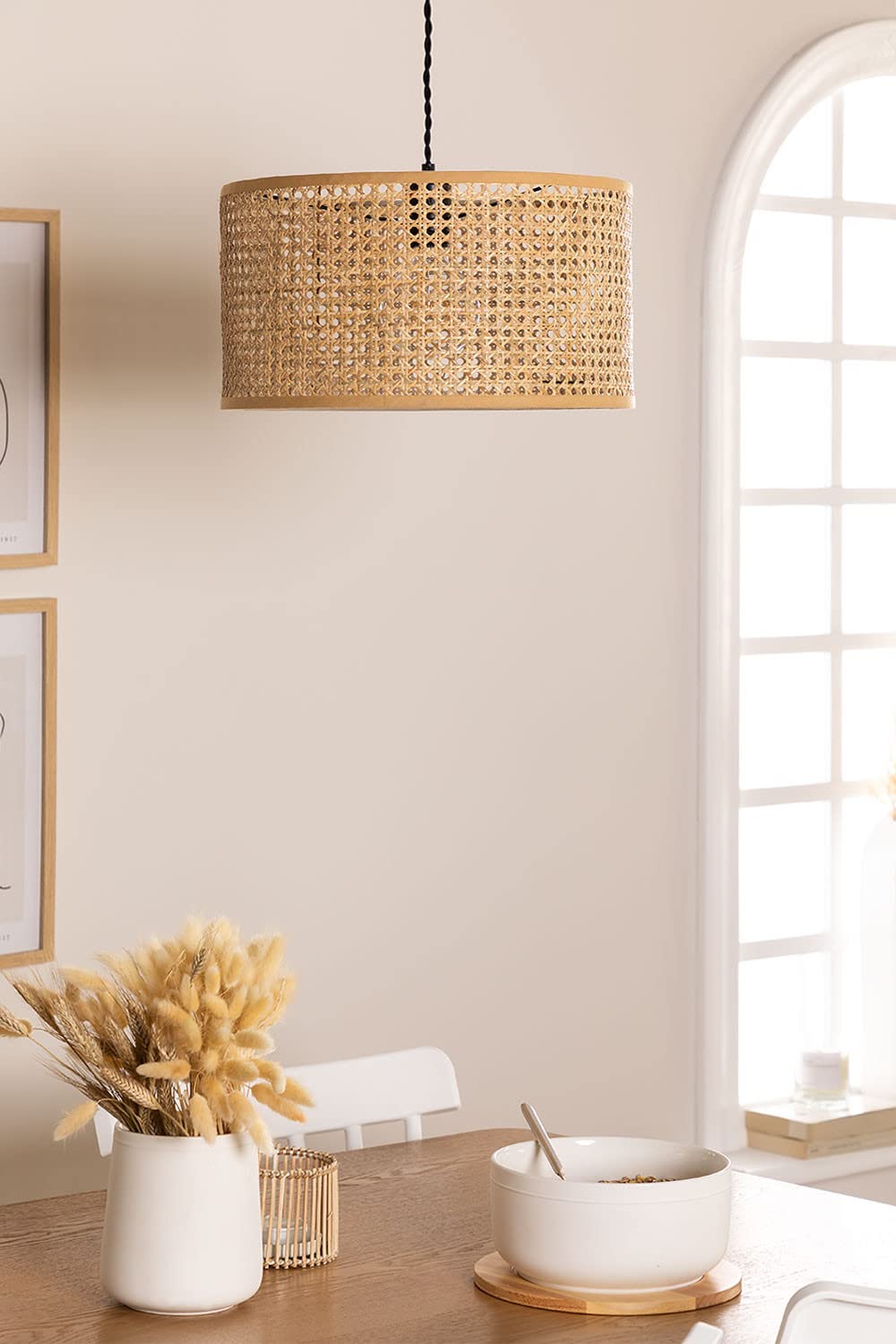 Sklum Serri lampada da soffitto rattan E27 interni