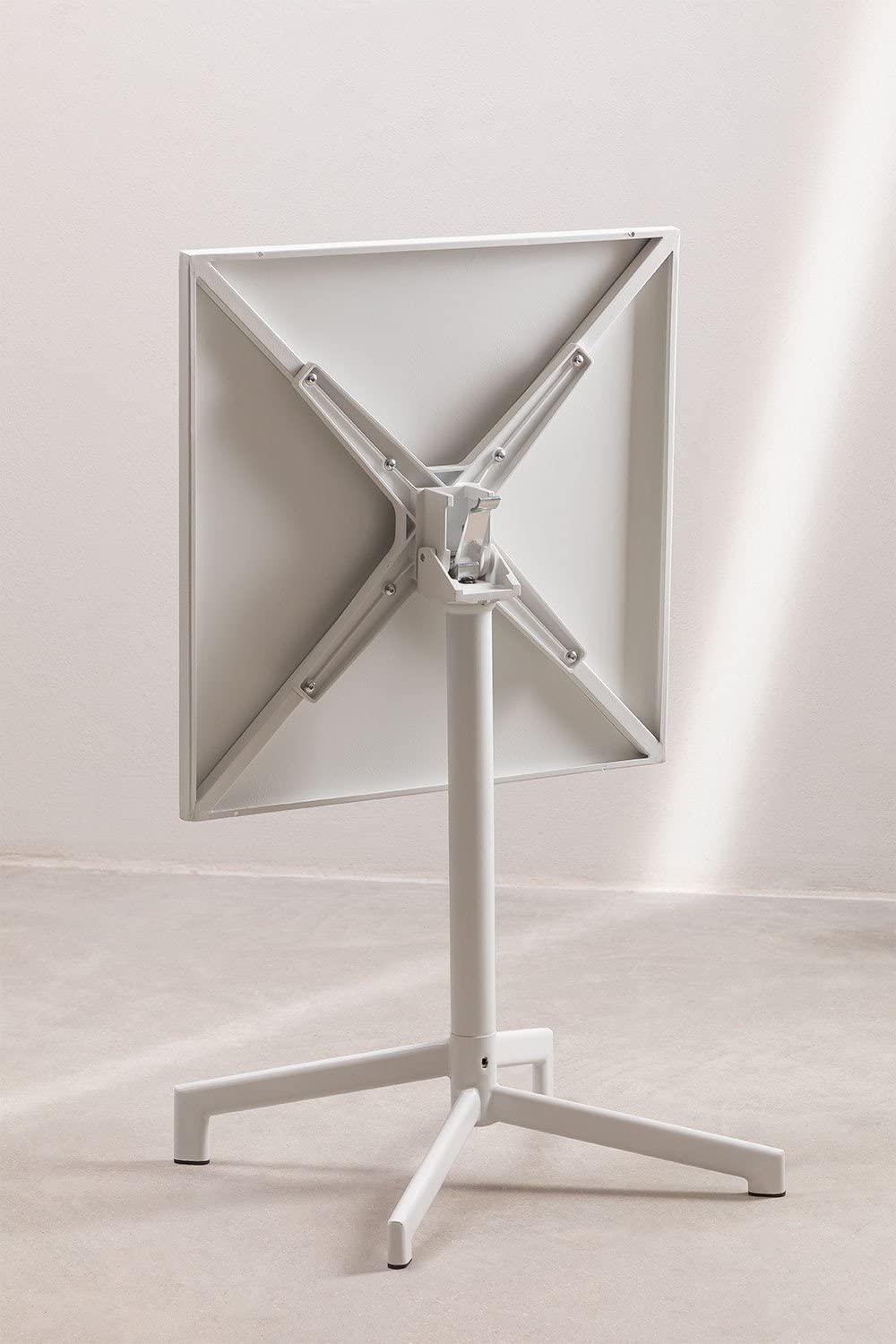Sklum Dely Tavolo Bar Pieghevole 60x60 cm Bianco in Acciaio