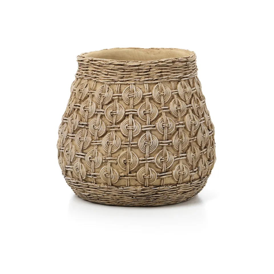 Bambua The Knot vaso XL in cemento motivo intrecciato