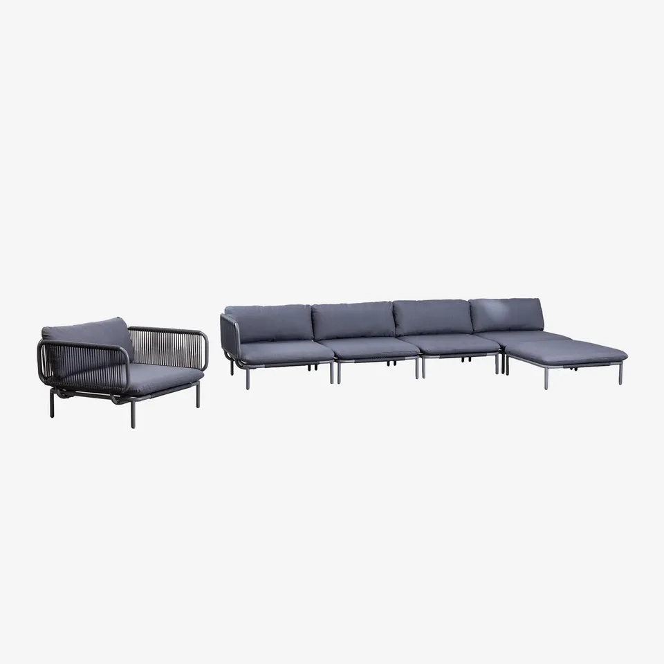 Sklum Roubly Style divano angolare giardino 4 pezzi antracite
