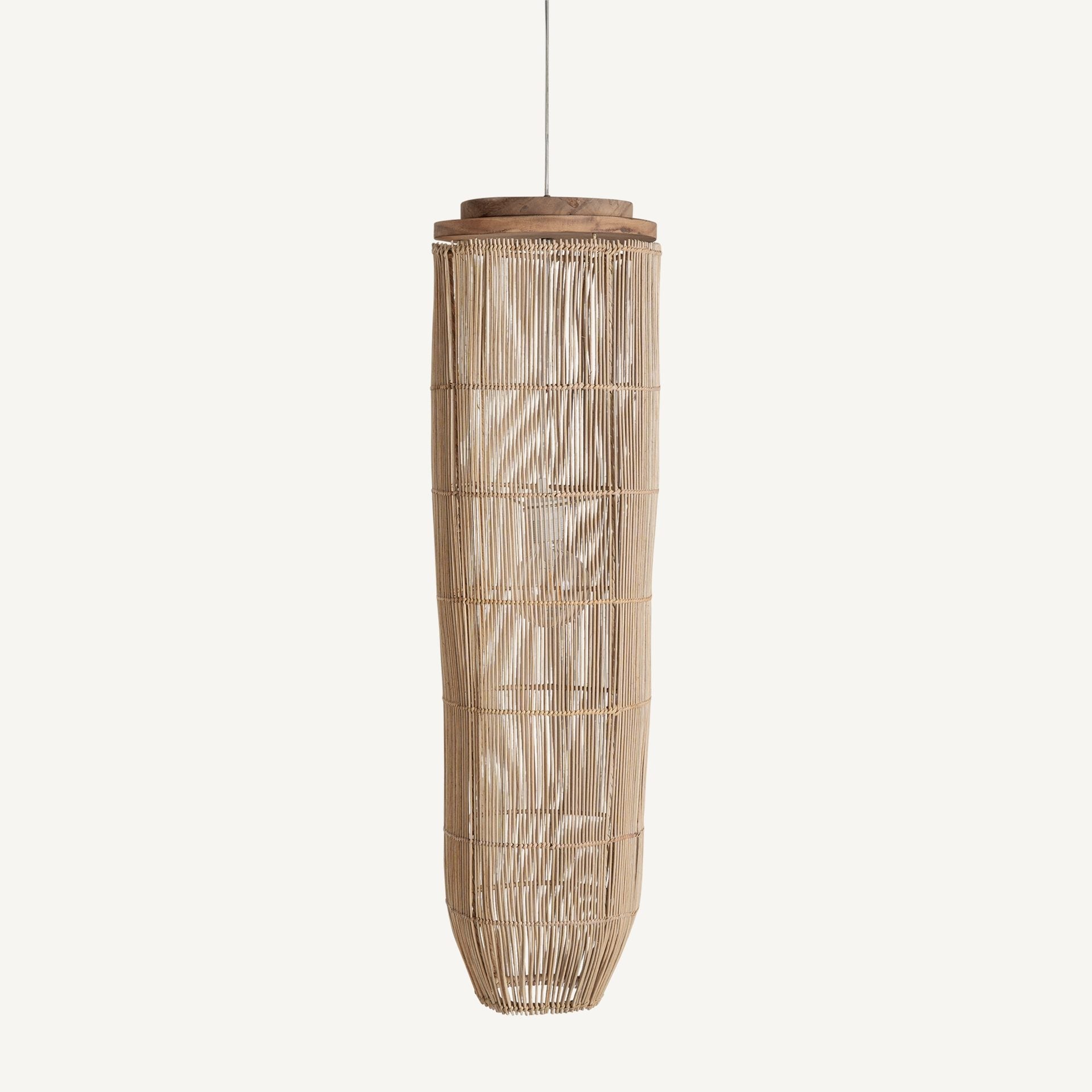 Bambua Kusse L lampadario in rattan naturale