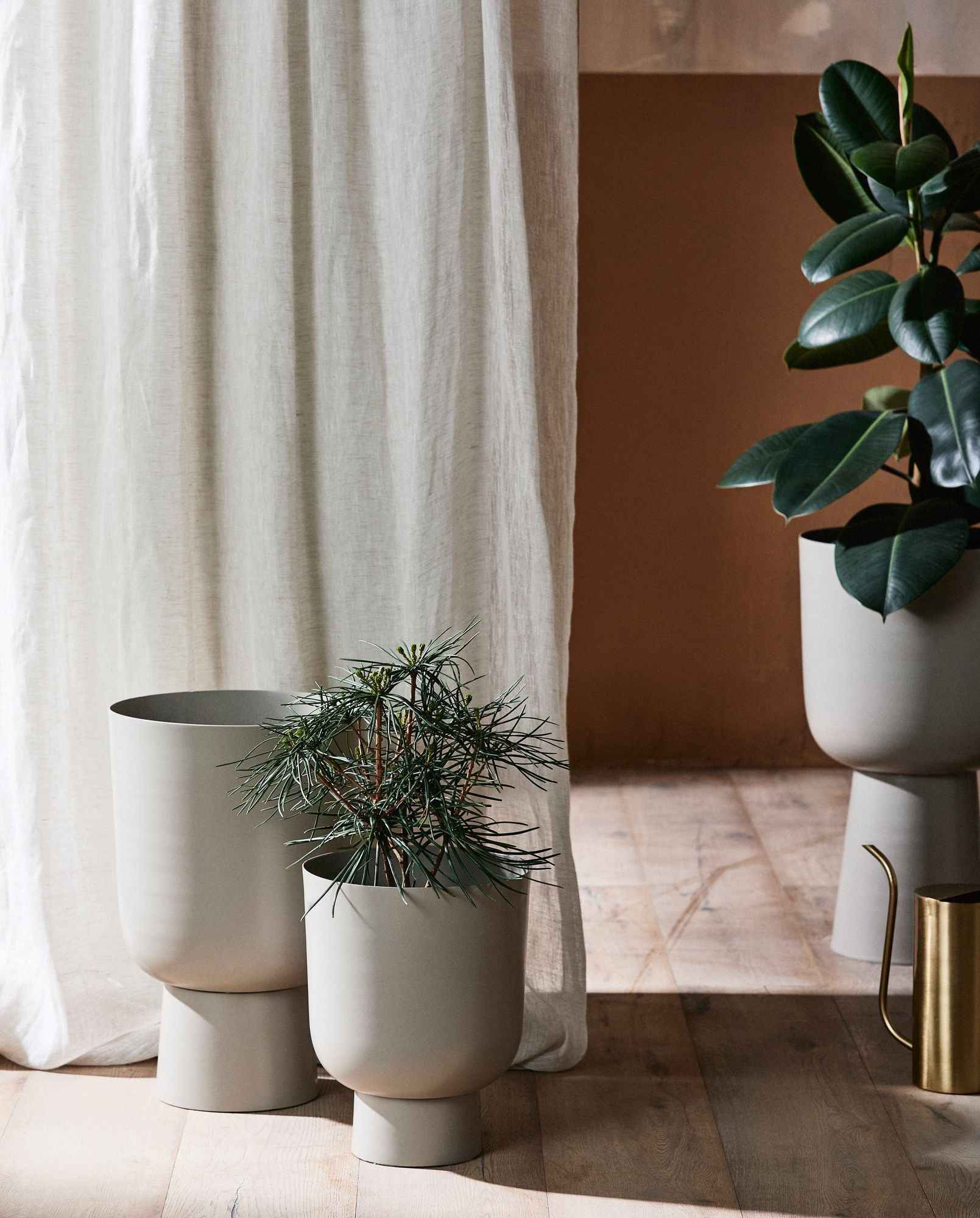 Bambua Galoa L vaso per piante beige alluminio