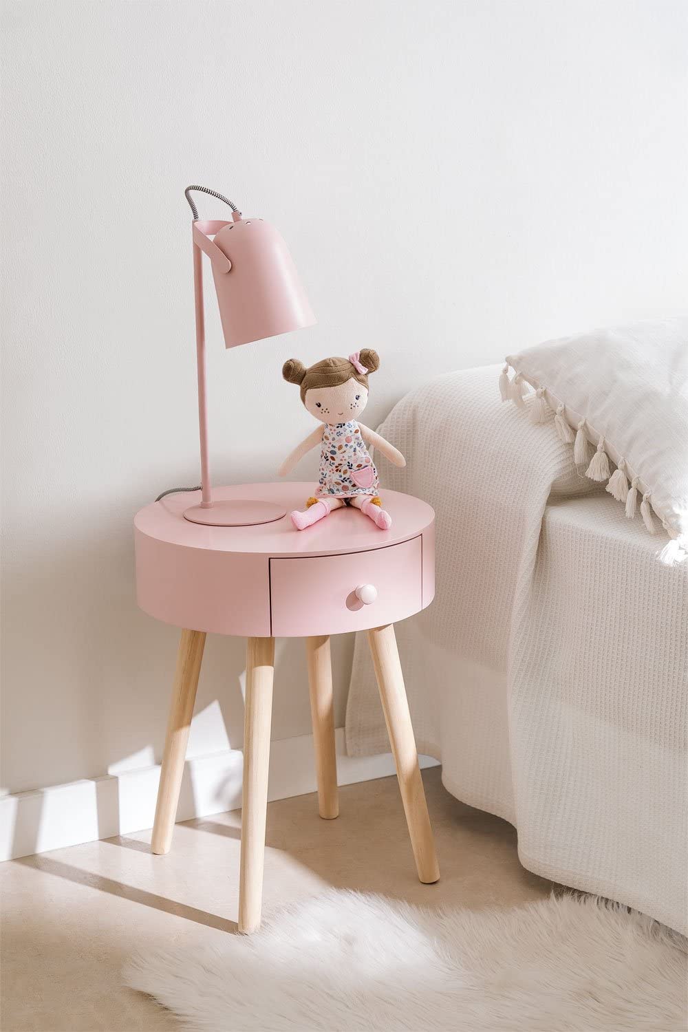 Sklum Lamba comodino legno nocciola con cassetto