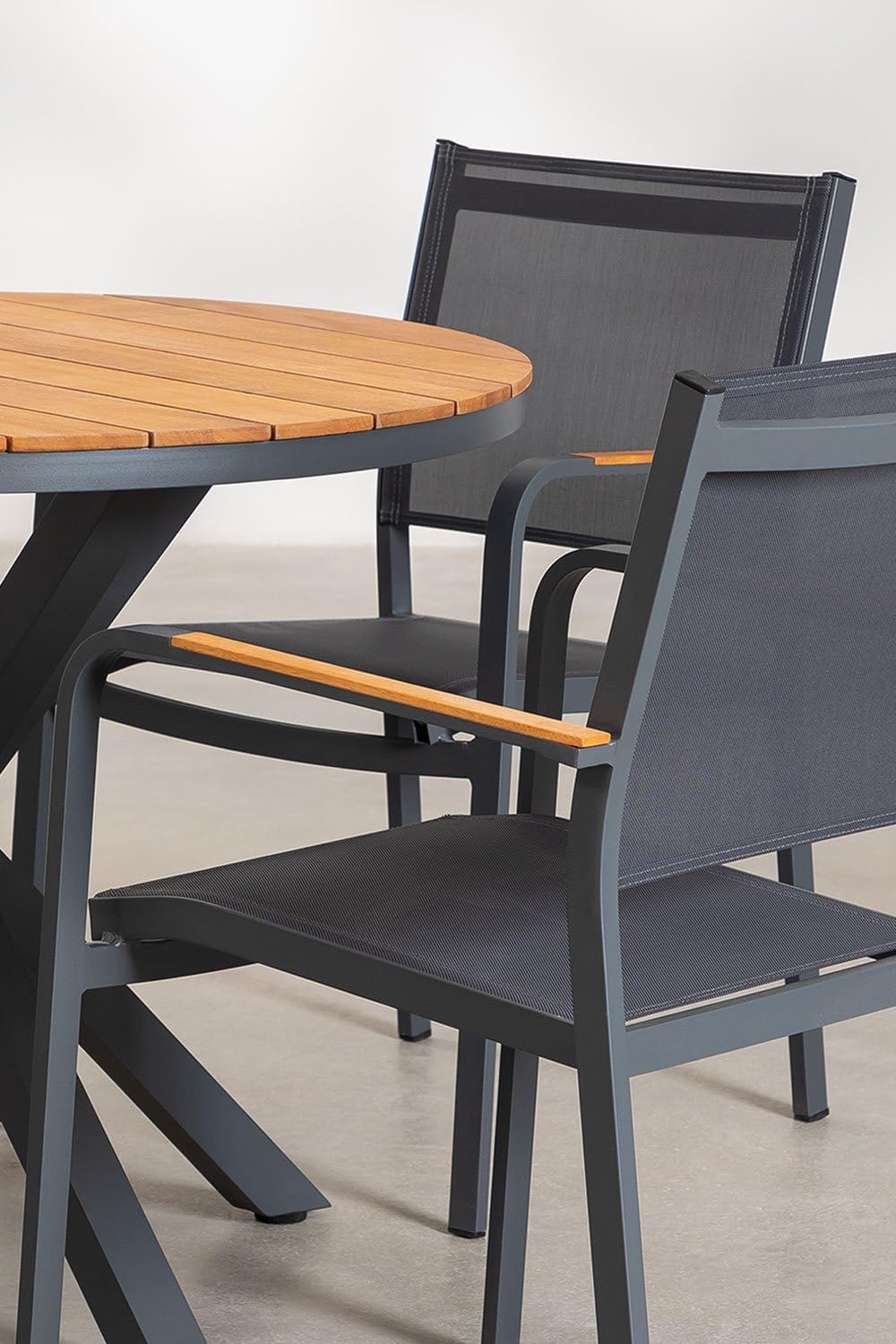Sklum Archer set tavolo rotondo sedie giardino Ø100 4 posti legno