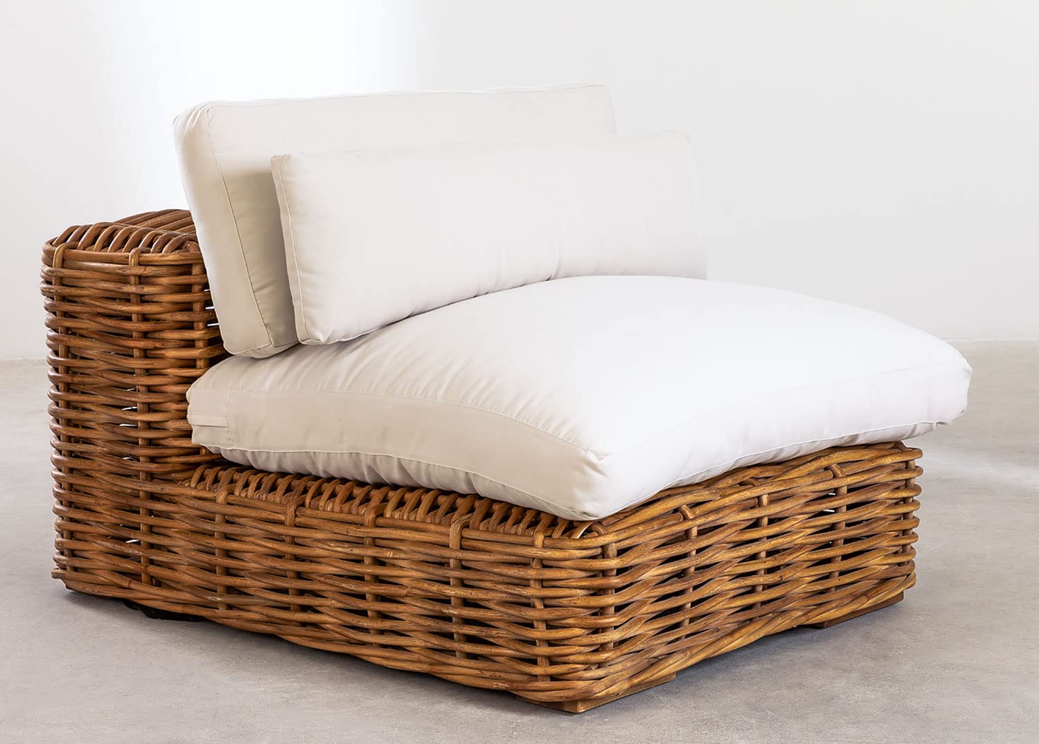 Sklum Milu modulo divano da giardino in rattan con cuscini