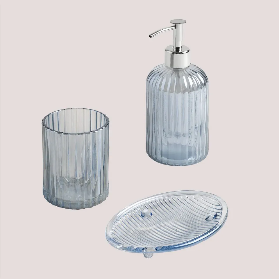 Sklum Ulus set bagno vetro 3 pezzi acciaio inox