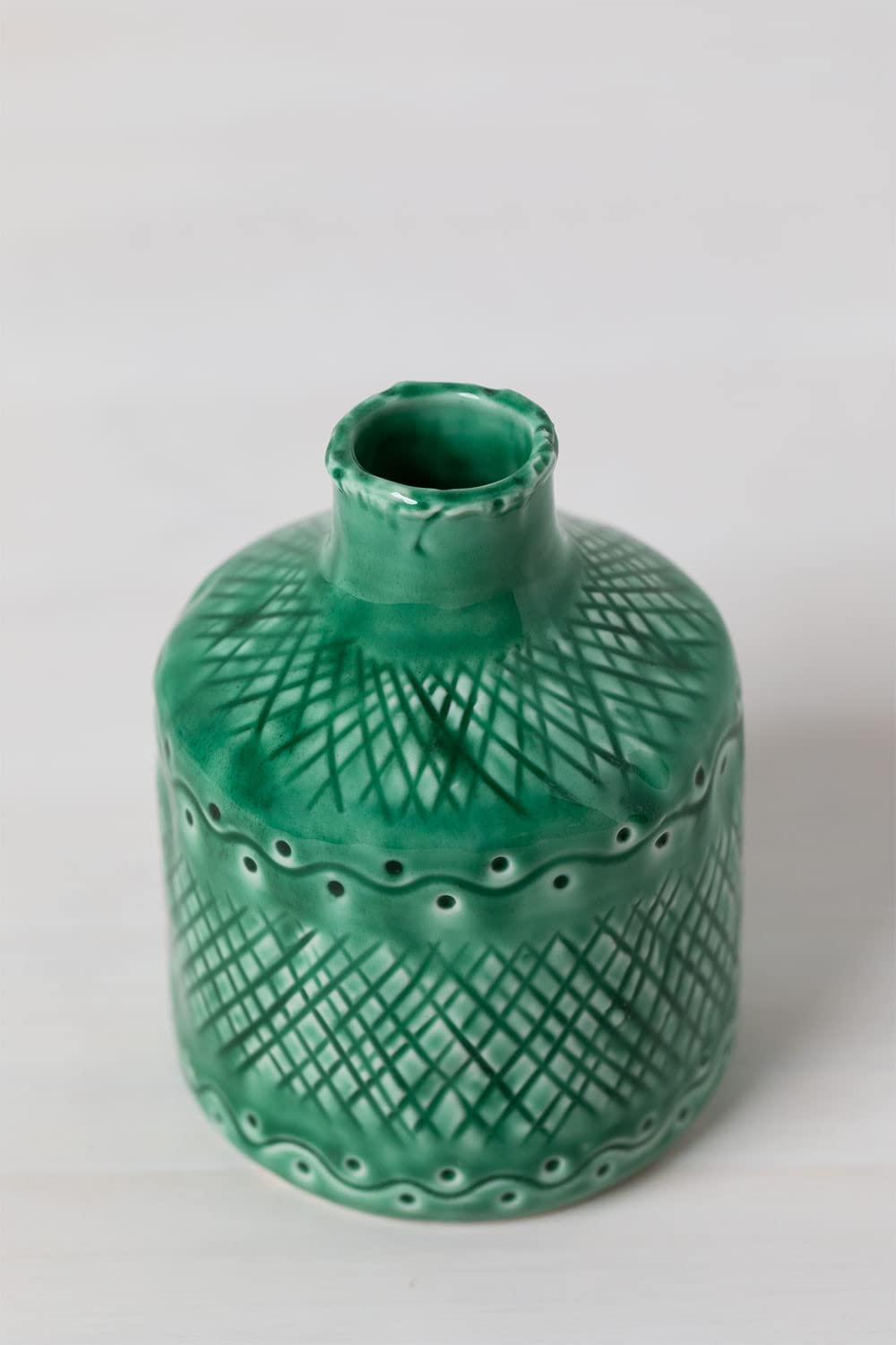 Sklum Ayon vaso decorativo ceramica verde smeraldo 16 cm