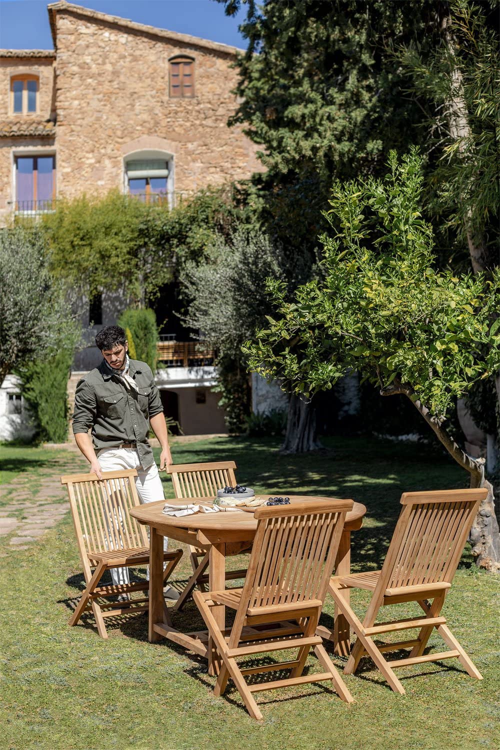 Sklum Pira 120-170x75 set tavolo sedie giardino 4 sedie teak
