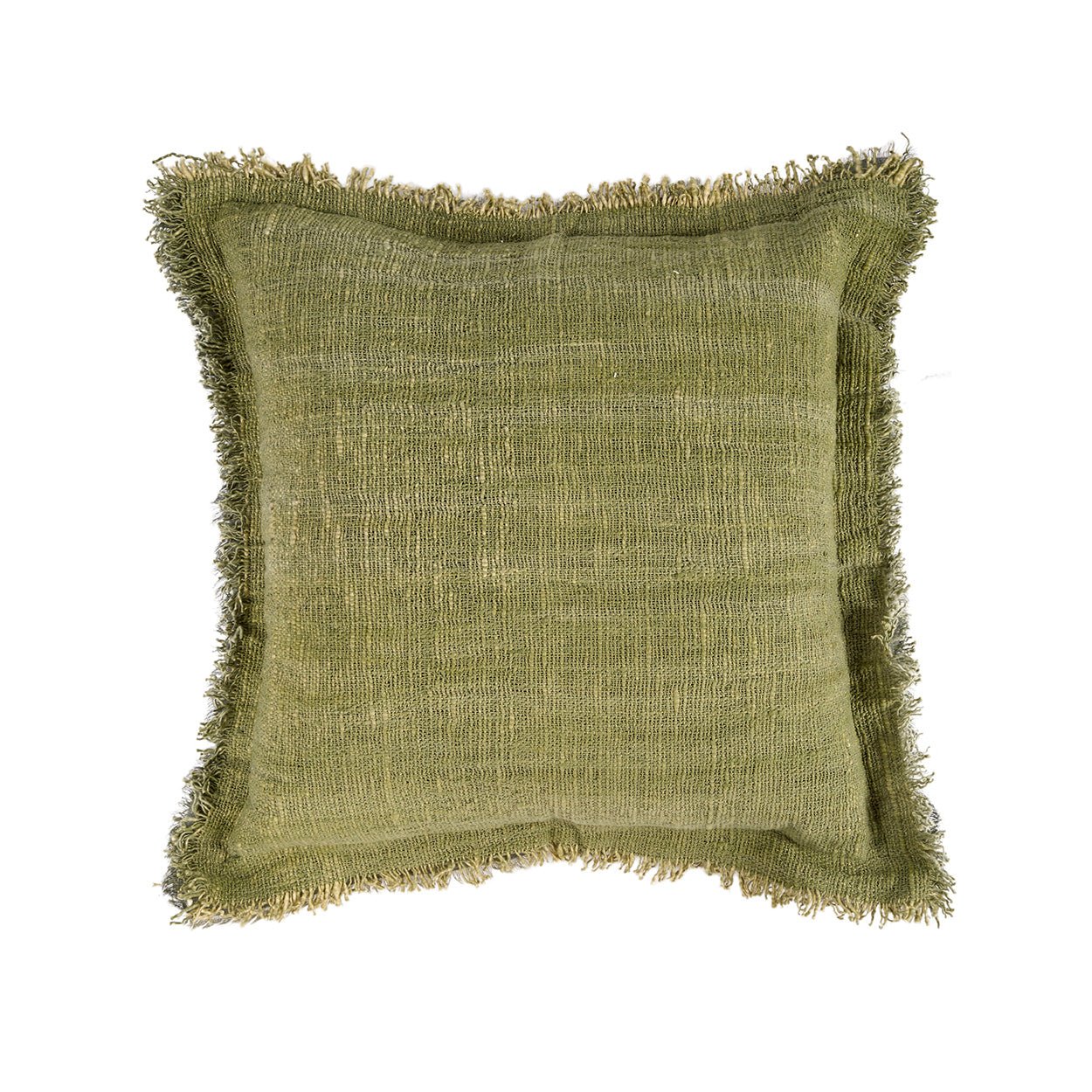Bambua Jungle Fringe copricuscino verde in cotone