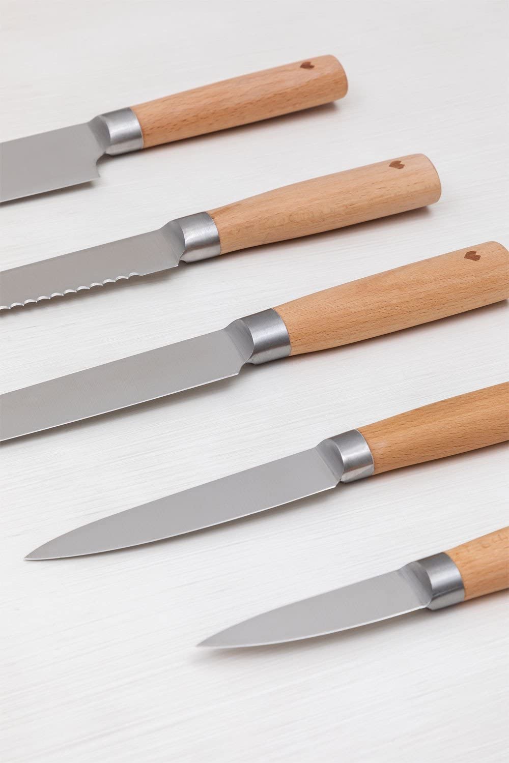 Sklum Datte set coltelli cucina con ceppo in legno