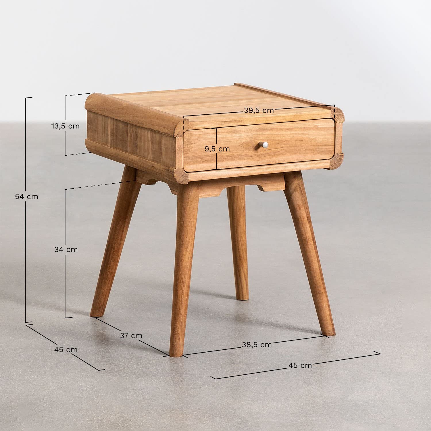 Sklum Menfis Comodino in Teak Naturale 45 cm