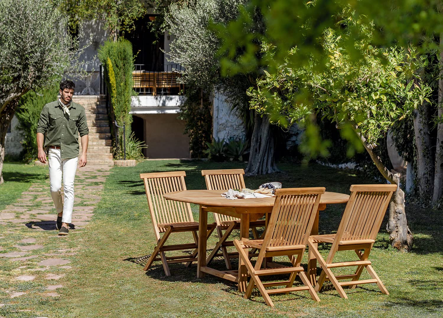 Sklum Pira Tavolo da Giardino Allungabile in Teak Ovale