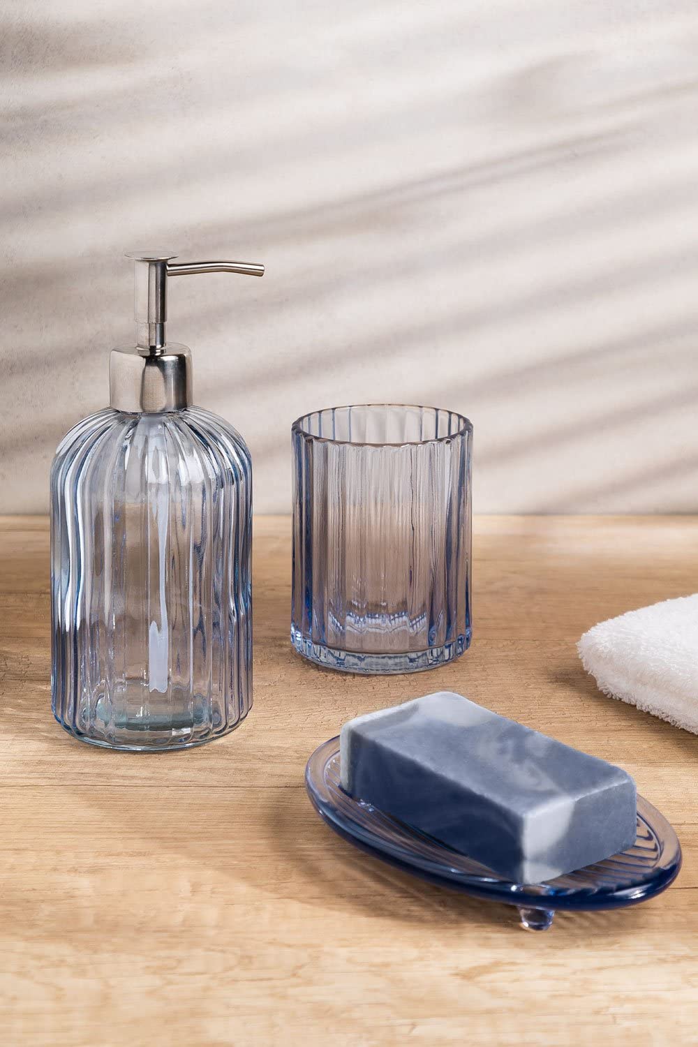Sklum Ulus set bagno vetro 3 pezzi acciaio inox
