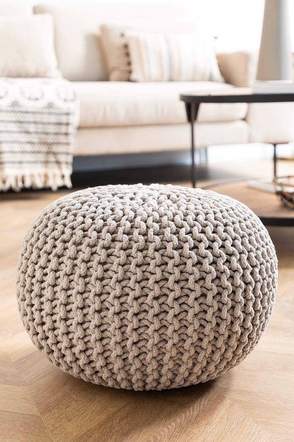 Sklum Greicy pouf rotondo cotone grigio talpa Ø42