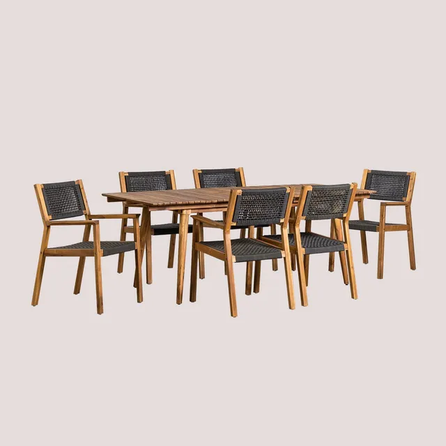 Sklum Tenay set tavolo allungabile 6 sedie giardino acacia